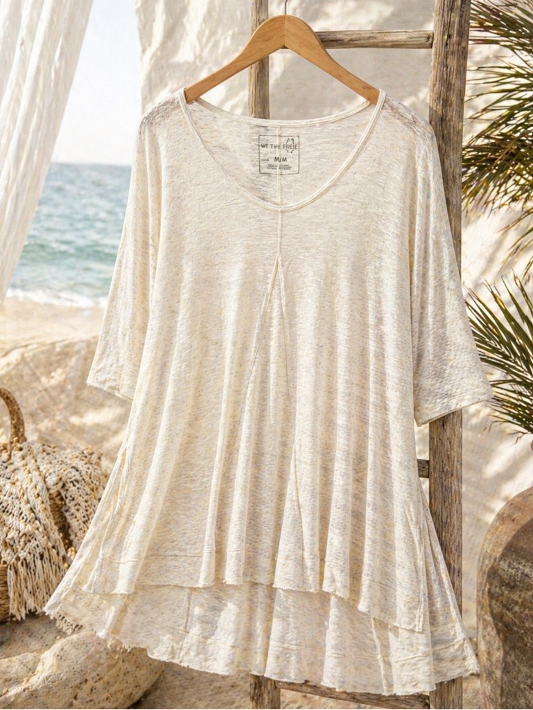 Free People We The Free Sheer Tunic Cover Up Dress Boho Beach Linen Medium